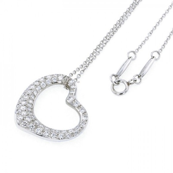 TIFFANY Open Heart Necklace/Pendant PT950 - Picture 3 of 4